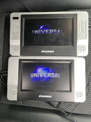 USED Sylvania SDVD8727, 7-Inch Dual Screen Portable DVD System w/ Accessories