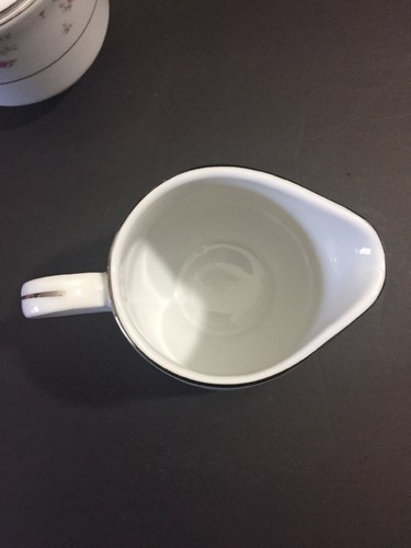 Abingdon Creamer & Sugar Bowl With Lid China Floral With Silver Trim