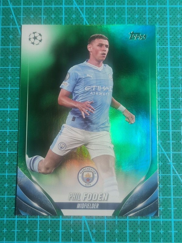2022-23 Topps Chrome Merlin UCL Man City Phil Foden Aqua
