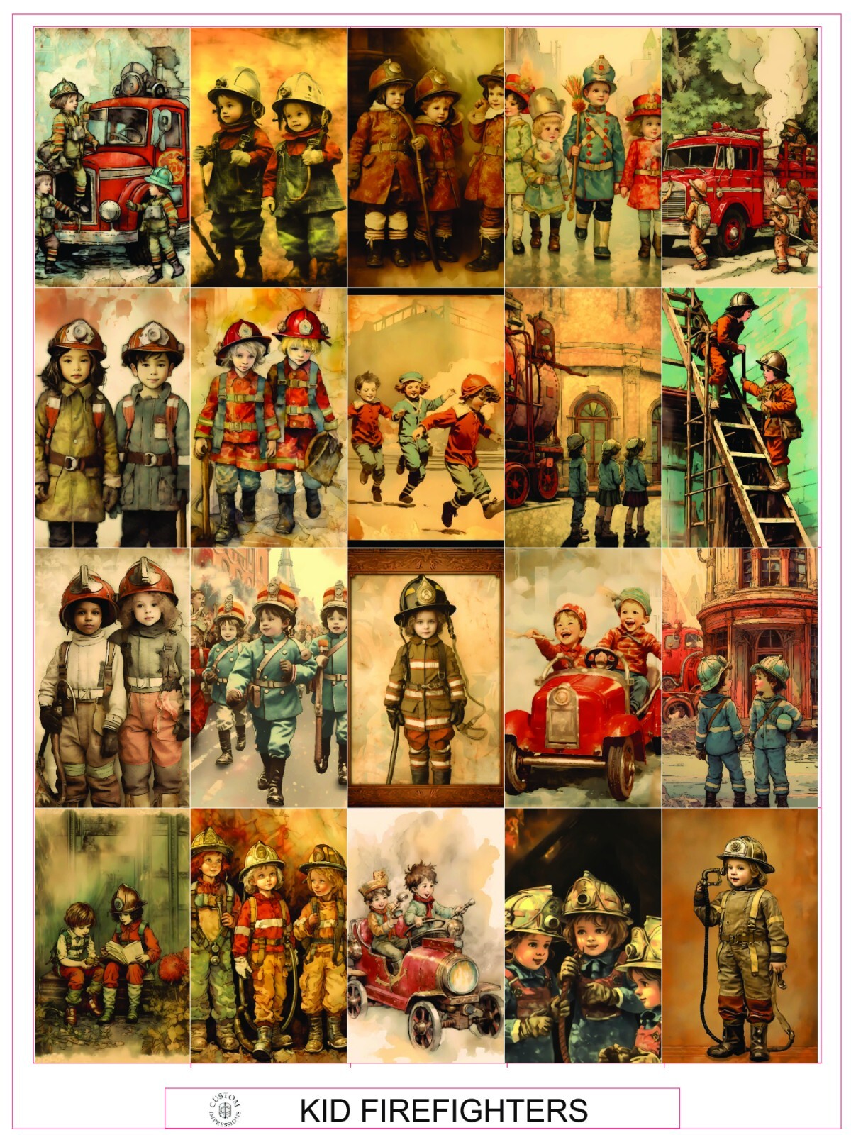 絵画  PARTY FIRE KID FIREFIGHTERS - COMPLETE SHEET OF 25 STICKERS | eBay