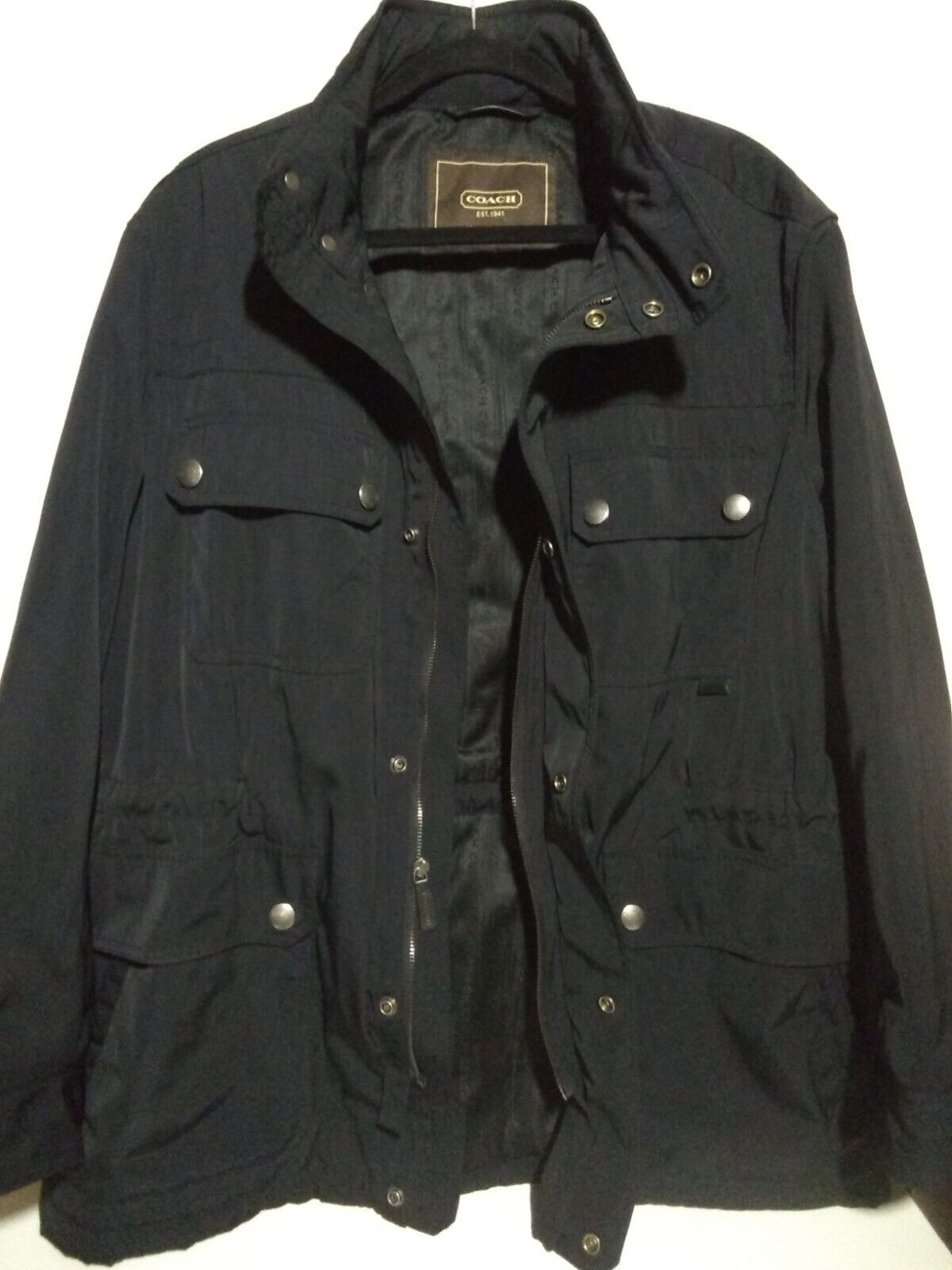 Coach Men's RN # 132154 Jacket Coat W/ Hood Black Full Coach Men's RN # 132154 Jacket Coat W/ Hood Black Full