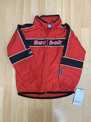 Reebok Windbreaker Jacket Fleece Lined Red Hooded Boys Size 5/6 NWT