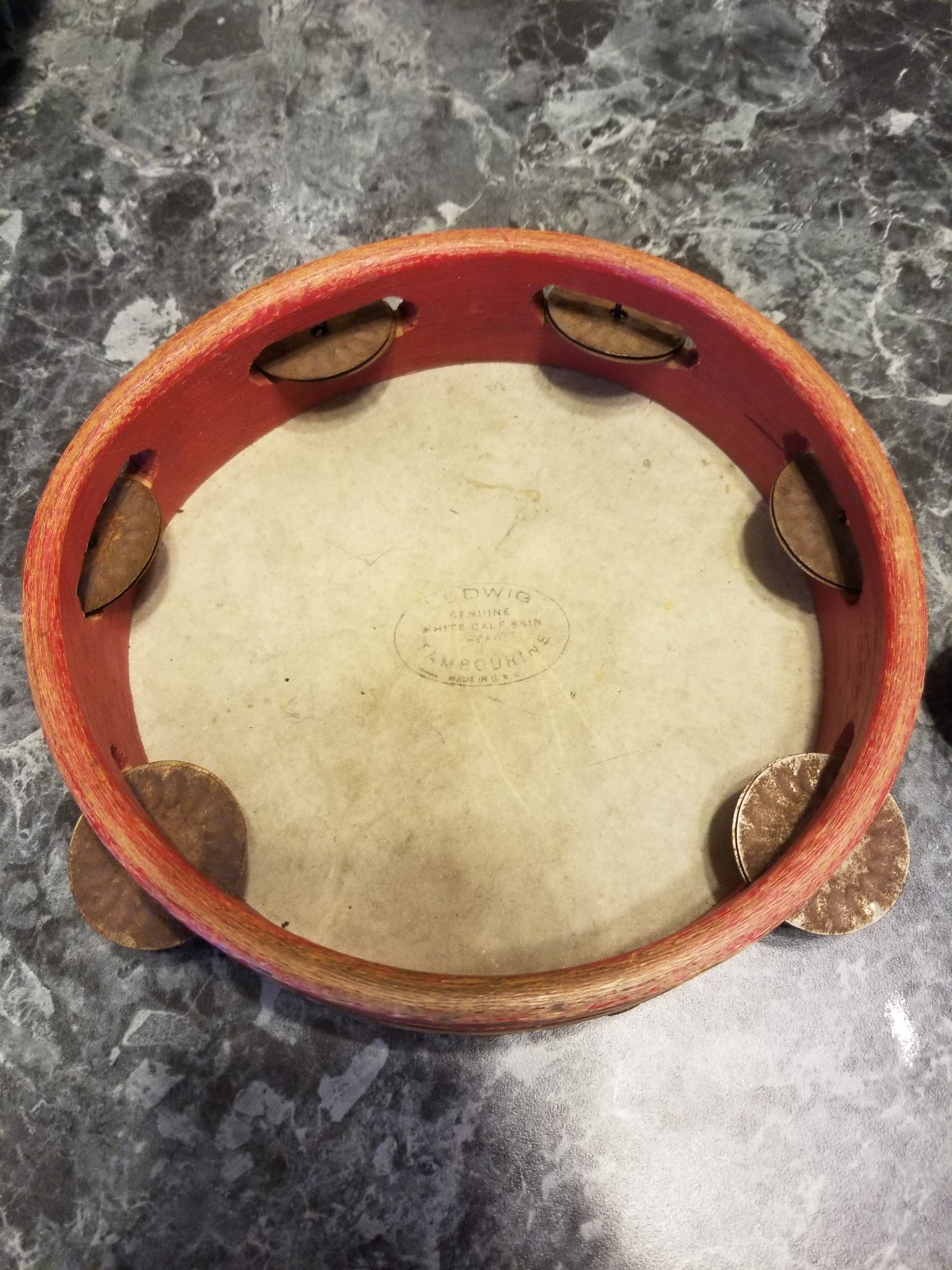 Vintage Wooden LUDWIG TAMBOURINE, Metal, Cymbals, Old School Musical Instruments