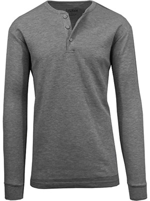 

GALAXY Мужская Серая Рубашка Henley С Длинным Рукавом Стрейч, Серый, P/MTHH-430CH