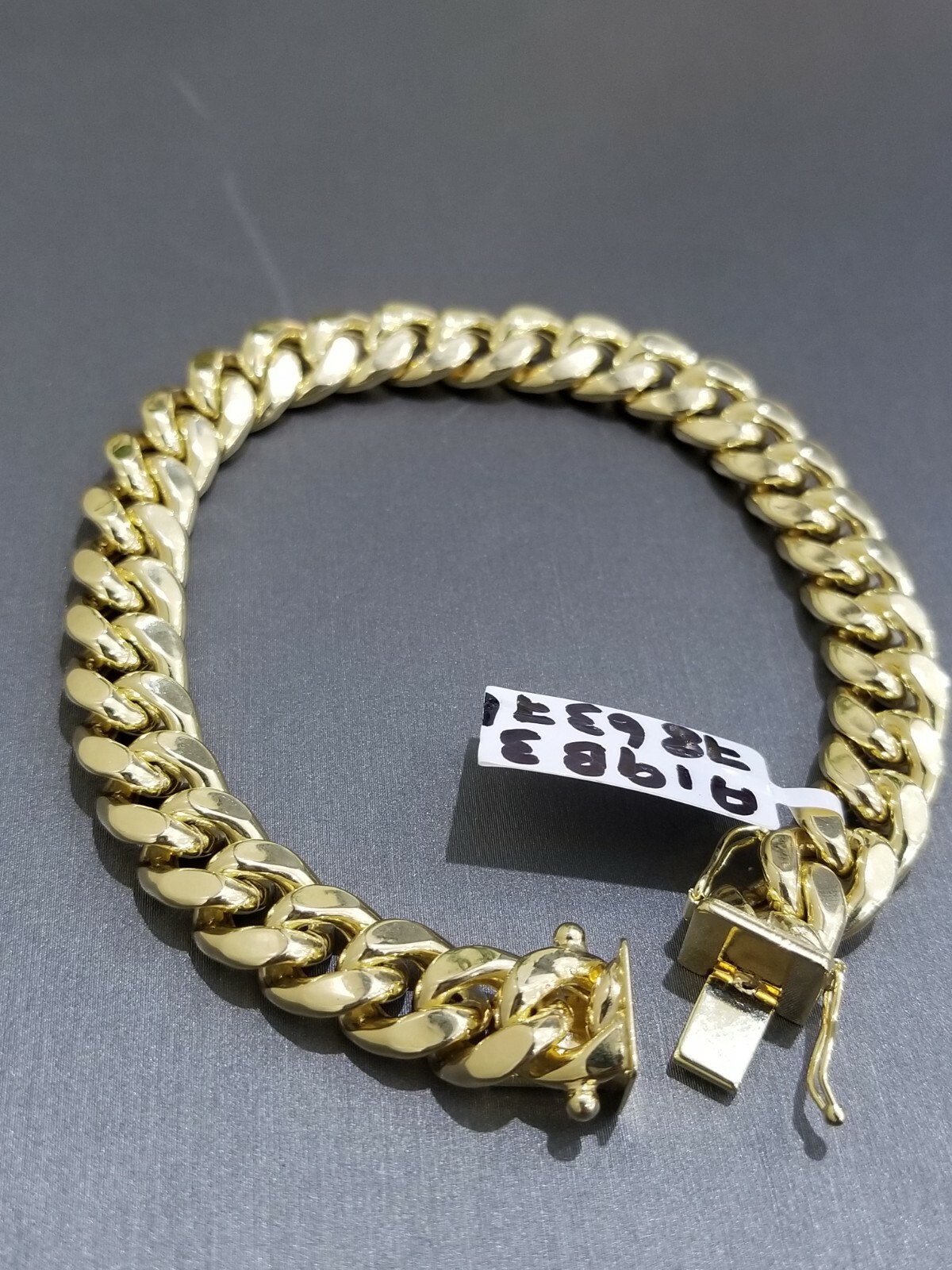 Pre-owned Globalwatches10 Real 10k Gold Miami Cuban Link 8" Bracelet 9mm Men Box Clasp 10k Yellow