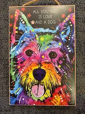 Love & Laughter All You Need Is Love And A Dog'' - 7'' x 10.5'' Wooden Sign New