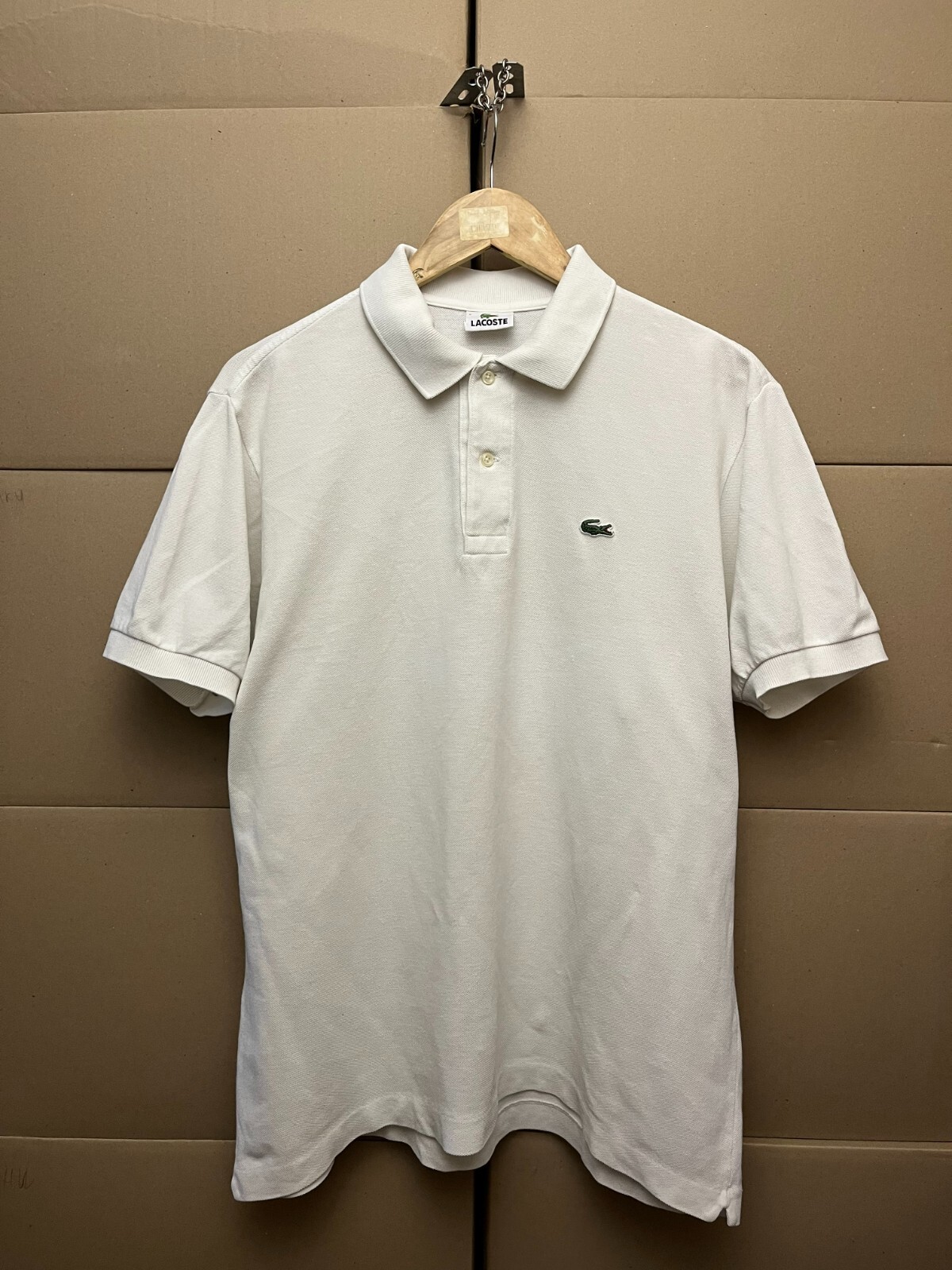 LACOSTE POLO SHIRT MENS SIZE L (FR5) WHITE SHORT SLEEVE