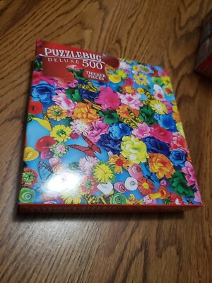 Jigsaw Puzzle 500 Pieces Paper Flowers Butterflies 20 X 12 Puzzlebug Deluxe New