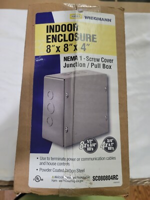 (1) New Hubbell Wiegmann Indoor Enclosure 8''x8''x4  Screw Cover Junction/Pull Box