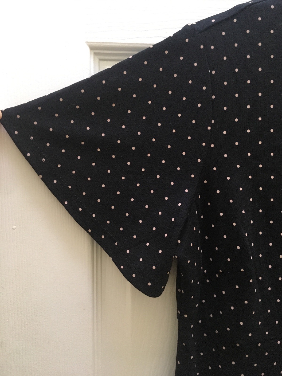 NWT Old Navy MEDIUM Maternity Ponte Knit Sheath Dress Black White Polka Dot Work