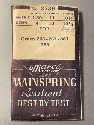 Marco Marshall 2739 Mainspring For GRUEN 266 267 861 785 Watch part