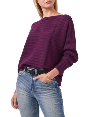 

Женский фиолетовый эластичный пуловер VINCE CAMUTO с длинным рукавом и вырезом лодочкой, свитер