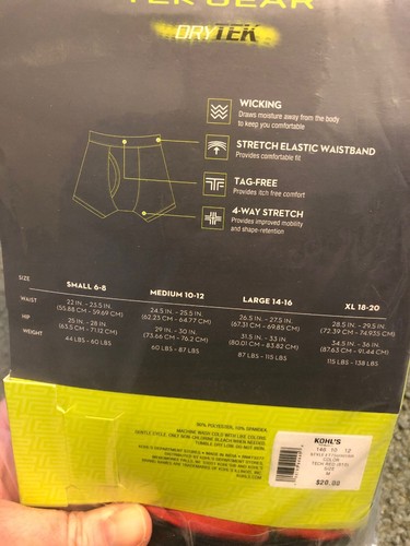 Tek Gear 4 Pairs Boys Boxer Briefs DRY TEK Size Medium 10-12 NIP