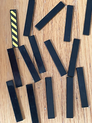 LEGO 1x6 BLACK TILE PART (15 pieces) #6636 w 1 STICKER Dots Building Blocks