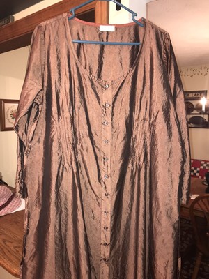 Krista Larson Brown Bronze Iridescent Silk Taffeta Maxi Pintuck Dress S AWESOME!