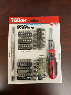 HYPER TOUGH 64-Piece High-Torque RATCHETING SCREWDRIVER SET w/ Flexible Shaft 