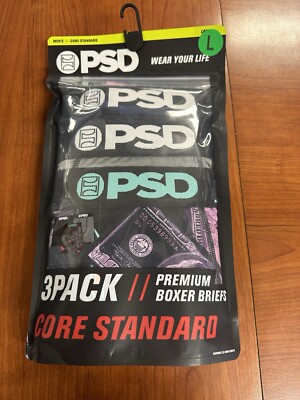 PSD 3 Pack Premium Boxer Briefs Core Standard Men's LARGE (36-38)