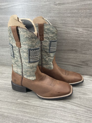 Ariat Sport Patriot Western Boots Distressed Brown / Sage Camo Print Mens 7.5 Ariat Sport Patriot Western Boots Distressed Brown / Sage  main image 3