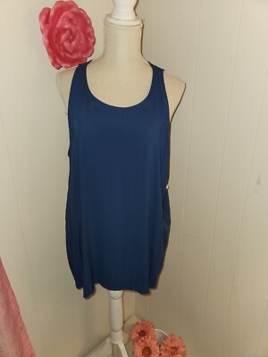 Old Navy Sz XXL Sleeveless Keyhole Back Navy Blue Lightweight Blouse NWT 