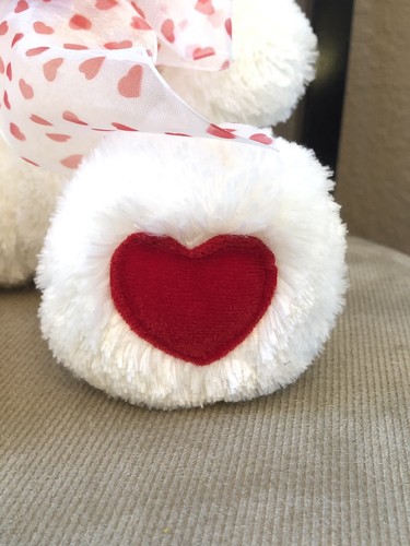 Ty Classic Plush Teddy Bear White Red Heart Feet 11”