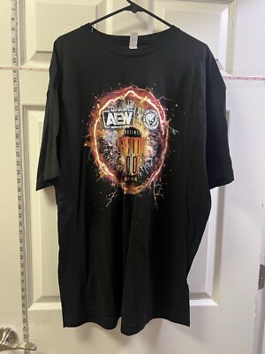AEW x NJPW Forbidden Door T-Shirt Size XXL Mens Black S/S Wrestling Tee EUC 2023