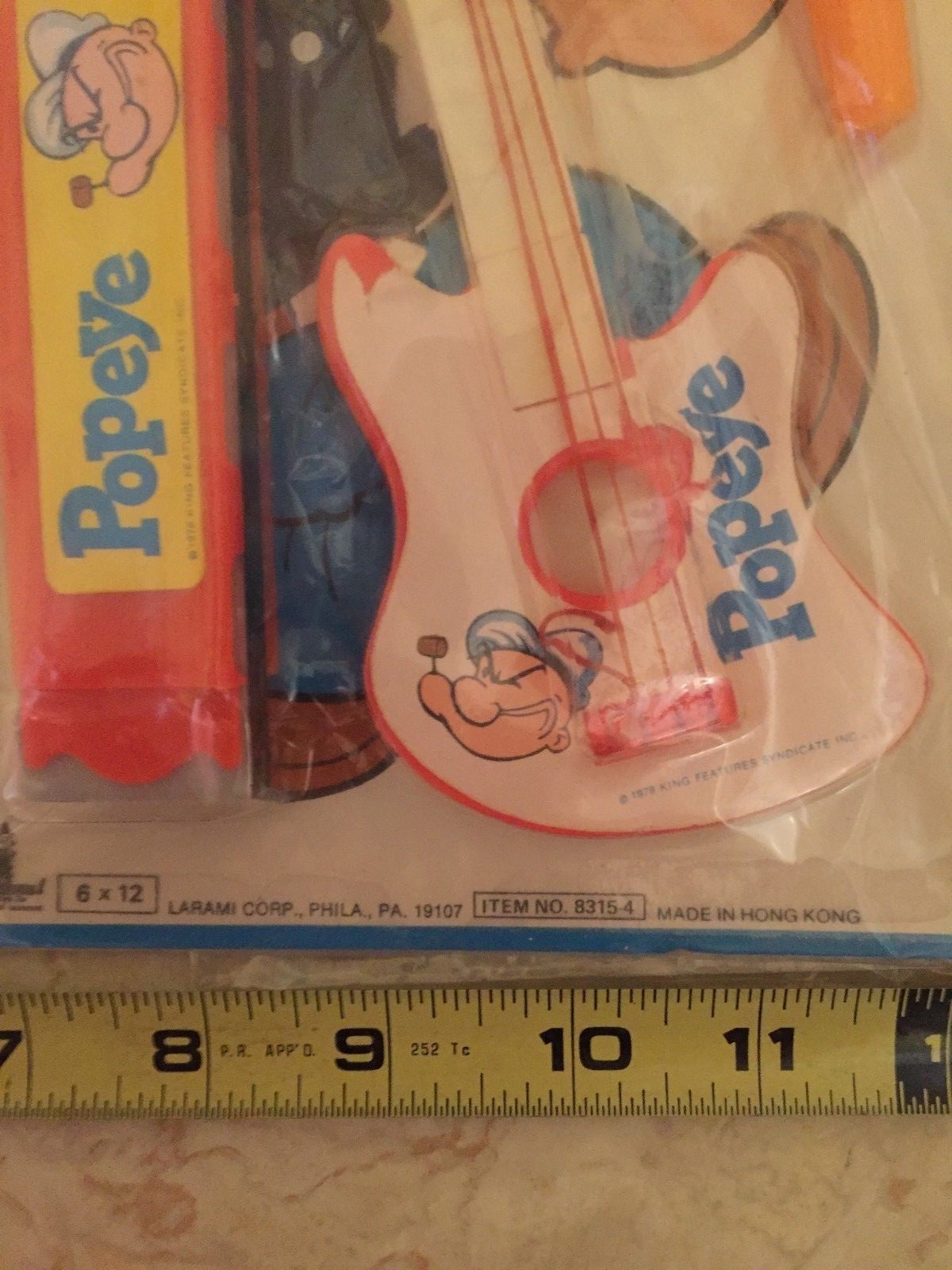 1976 King Features POPEYE Harmonica Guitar & Microphone NEW Carded Larami Corp