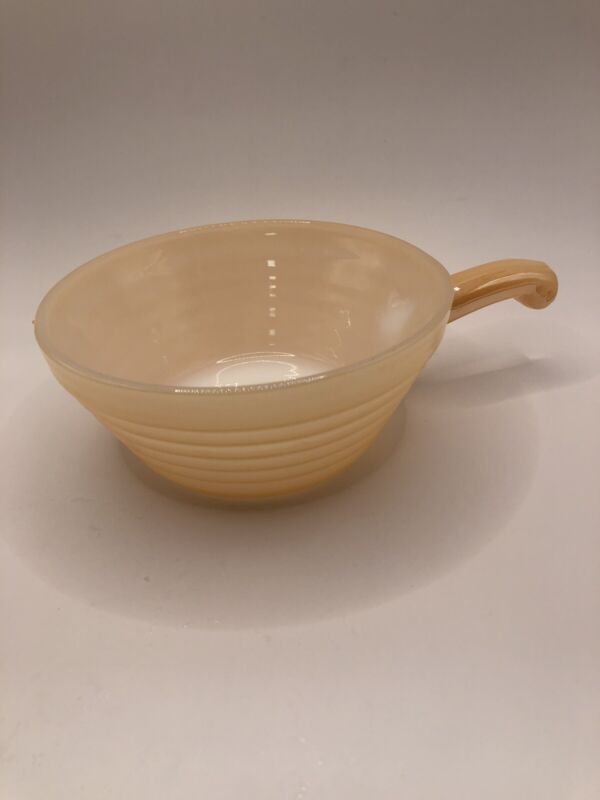 Set of 4 Vintage Fire-King Oven Ware Peach Luster Beehive Soup Handle Bowl