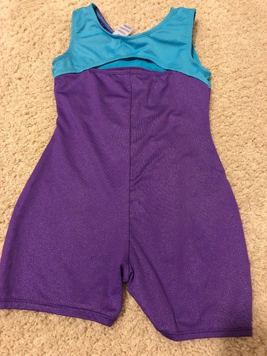 Danskin gymnastics leotard Child Medium 7/8 Biketard shorts , unitard. Set Lot