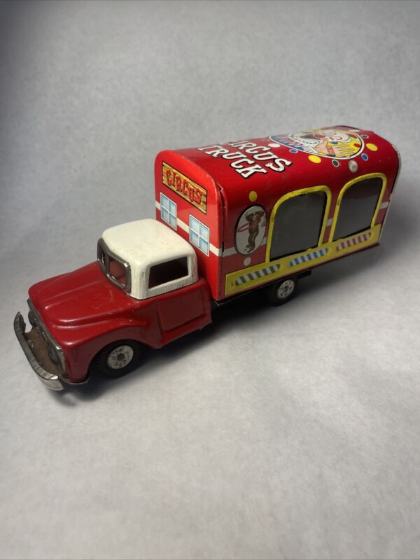 Vintage Tin Friction Circus Truck With Animal Chute
