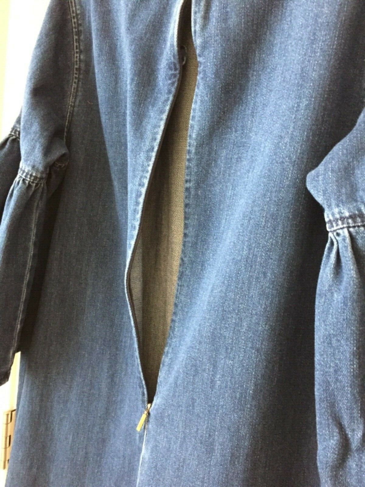 Lauren Ralph Lauren Sz 14 Denim Blue Dress Bell Style Sleeves