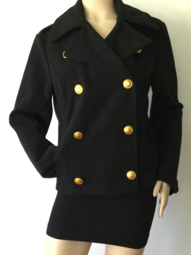 Pre-owned Rebecca Minkoff Double Breasted Short Gold Tone Button Epaulet Peacoat (size M)