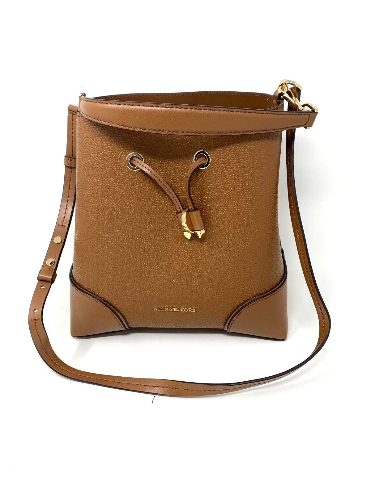 Michael Kors Mercer Medium Leather Shoulder Brown Bucket Bag Luggage MSRP $398