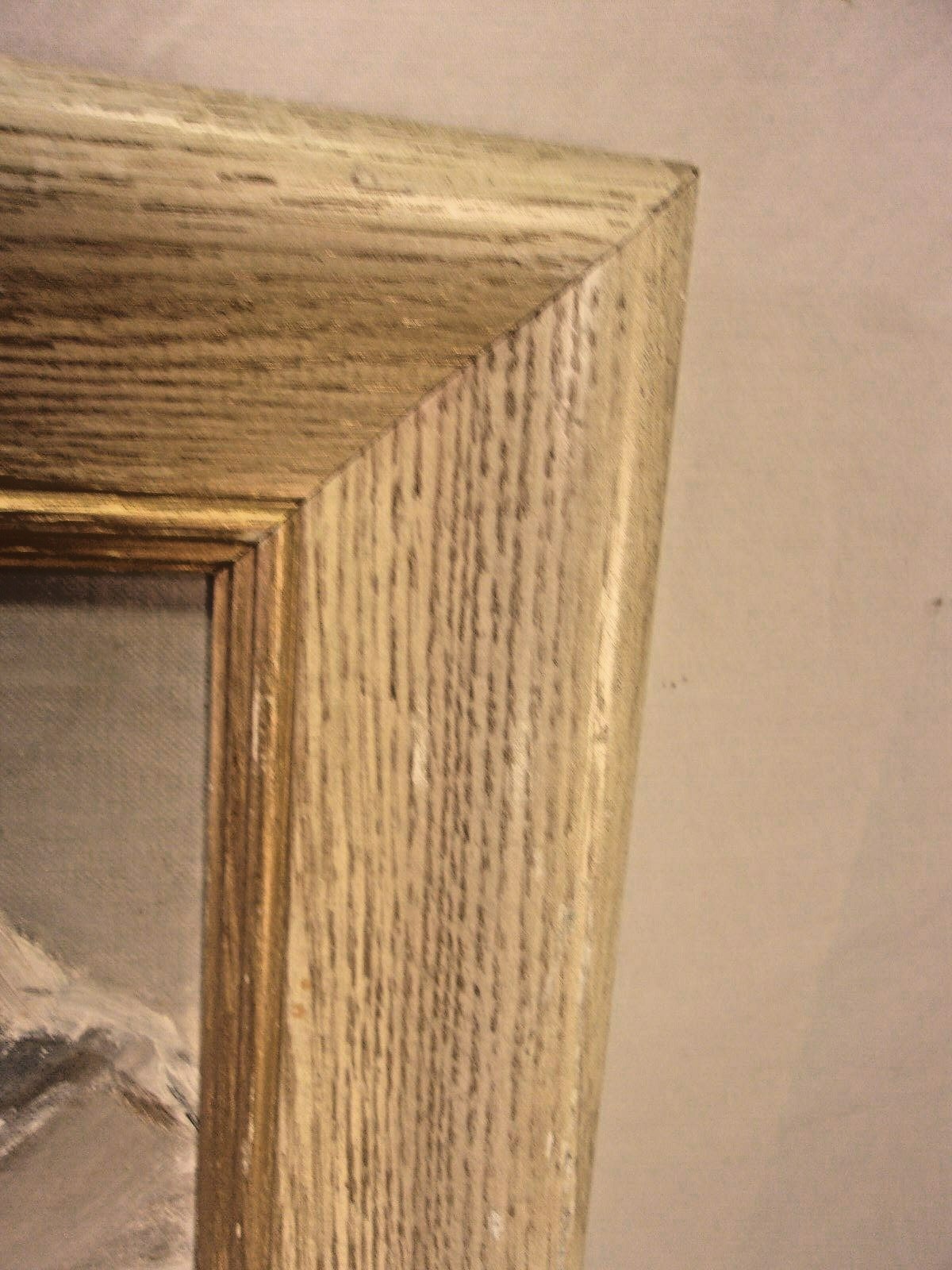 Vintage mid century frame with painting 22 1/4 x 28  holds 18x24 molding 2 3/4