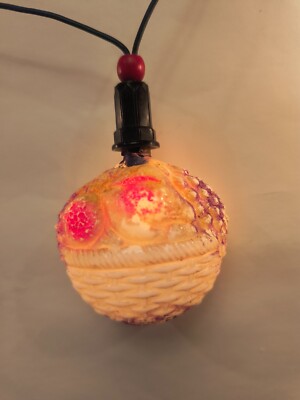 Figural Basket of Fruit Light Bulb, Carbon Filament 14V C6  ******WORKING ******