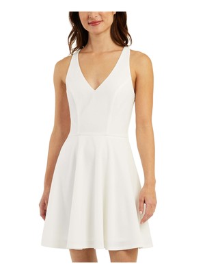 

BCX DRESS Женское короткое платье цвета слоновой кости с отделкой крест-накрест на спине для юниоров, Цвет слоновой кости