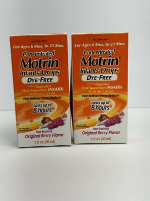 (2) Motrin Infants Concentrated Liquid Medicine Drops Ibuprofen Berry 10/25