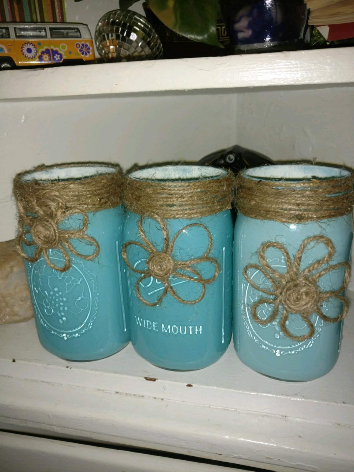 Shabby Chic Chalk Painted Ball Mason Jars Home Decor