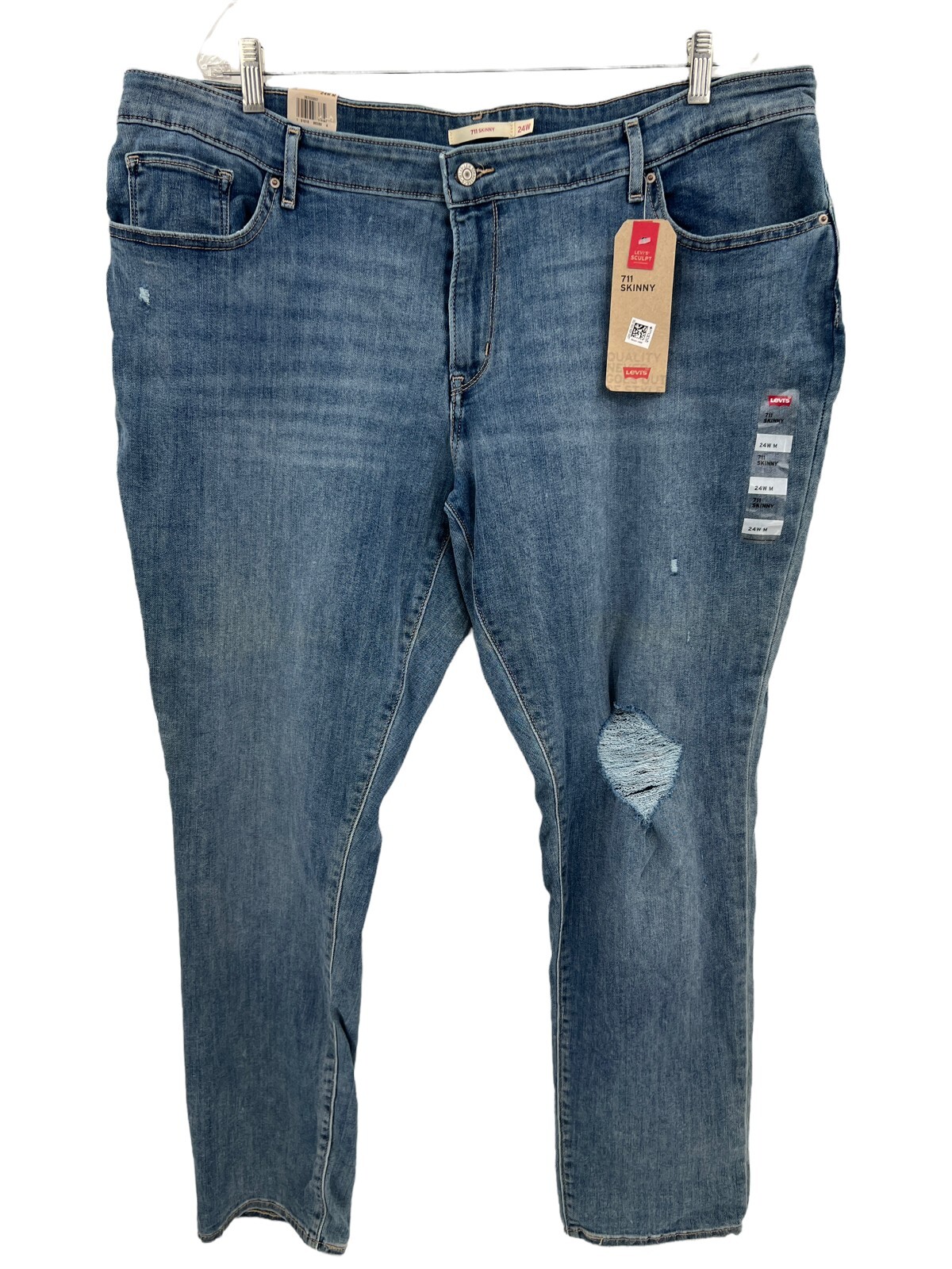 NEW Levi's Sculpt 711 Skinny Mid Rise Distressed Stretch Denim Jeans Size  24W M | eBay