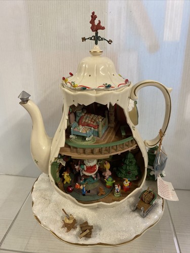 ENESCO エネスコ オルゴール Teapot ティーポット バンガロー Enesco Teapot Bungalow Lighted Whiskerflick Famlily Mice