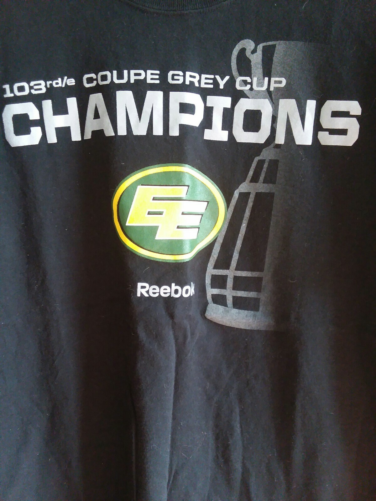 Edmonton Eskimos 103rd GREY CUP Reebok Youth Medium Black T Shirt