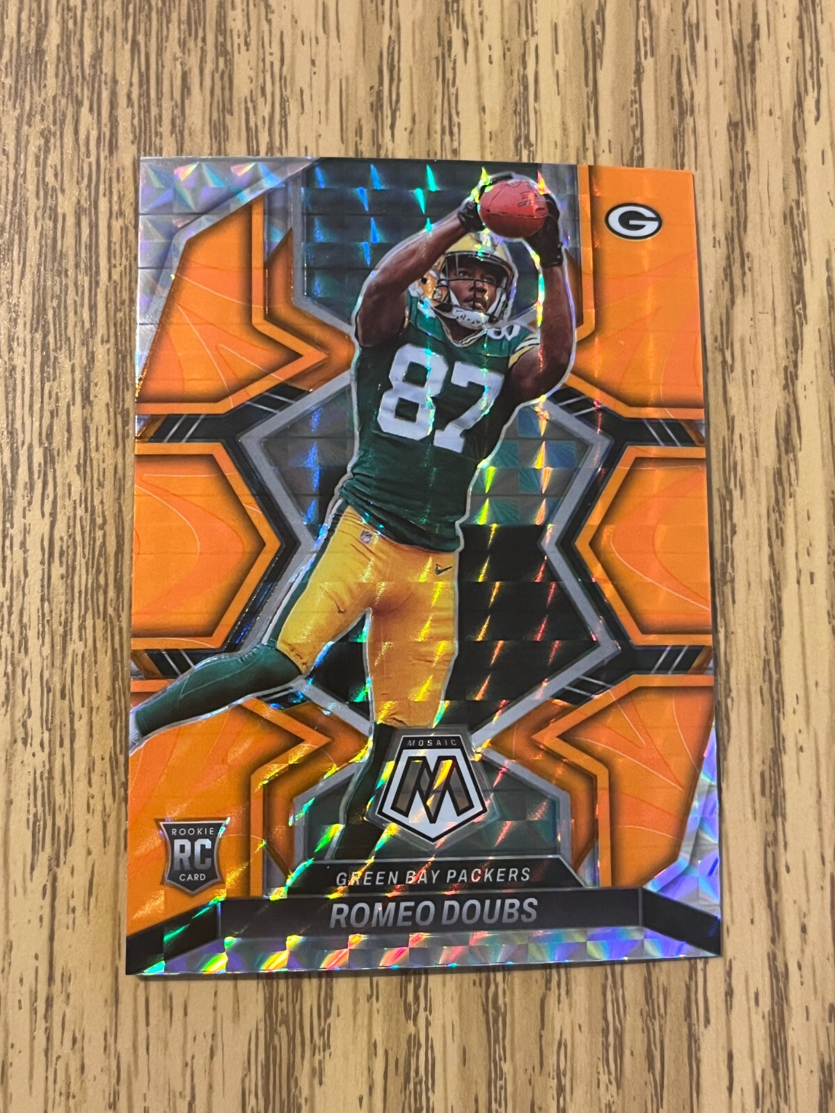 2022 Panini Mosaic Romeo Doubs Rookie Reactive Orange