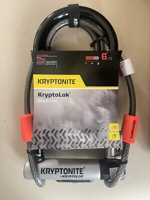 NEW AVENTON Kryptonite U-Lock Kryptolok STD W/4'' FLEX w/120mm Cbl LEVEL 7/10 