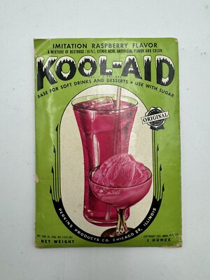 Vintage 1930s Kool-Aid Imitation Raspberry Flavor Packet NOS 1oz