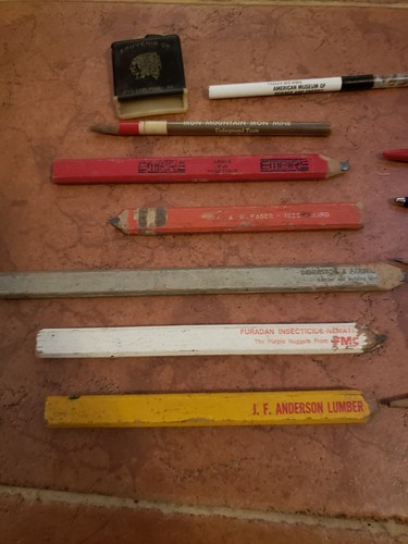 LOT OF 12 VINTAGE ADVERTISING NOVELTY  PENCIL CARPENTER IOWA GULF LUMBER IRON