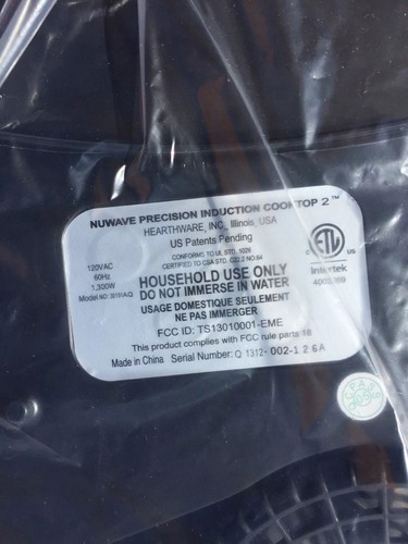 PRECISION NUWAVE 2 INDUCTION COOKTOP - MODEL 30151 - PRECISE TEMPERATURE CONTROL