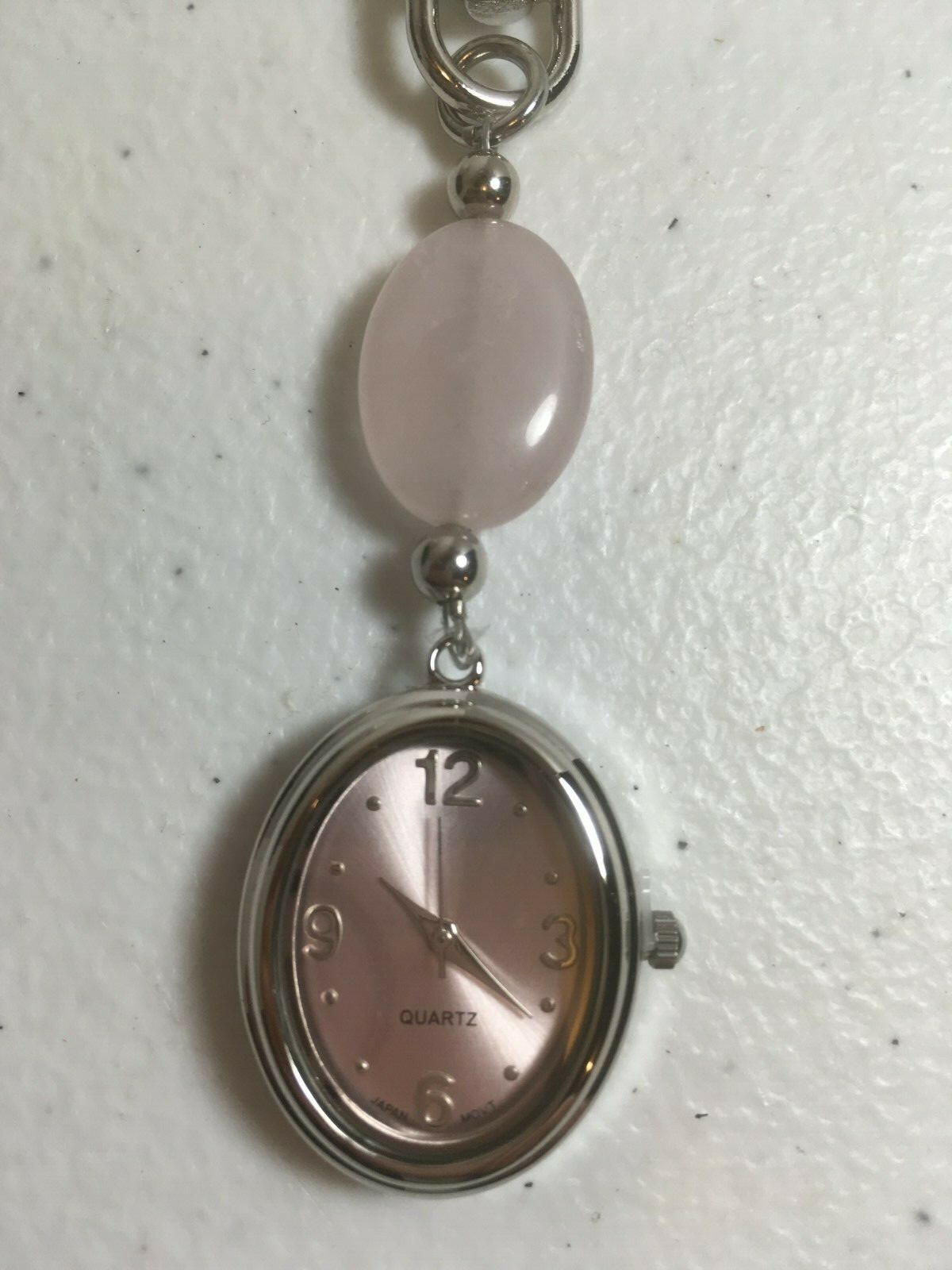CLIP WATCH Rose Quartz Love AVON New Battery WORKS GREAT Nurse Watch