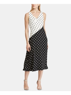 

Женское черное платье миди без рукавов с v-образным вырезом RALPH LAUREN для работы в деловом стиле, Черный