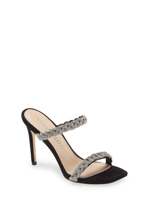STUART WEITZMAN/ женские черные босоножки-слипоны на каблуке-шпильке с острым носком Addison Toe 7 B