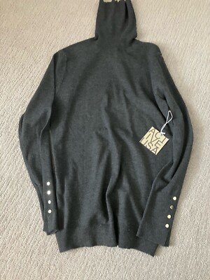 Active USA Charcoal Gray Turtleneck Tight Knit Long Sleeve Pullover Sweater M