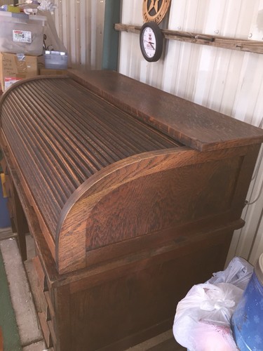 ANTIQUE Late 1800 EarLy 1900’s Tiger Oak Roll top DESK, Rolls Smoothly, Nice!!??